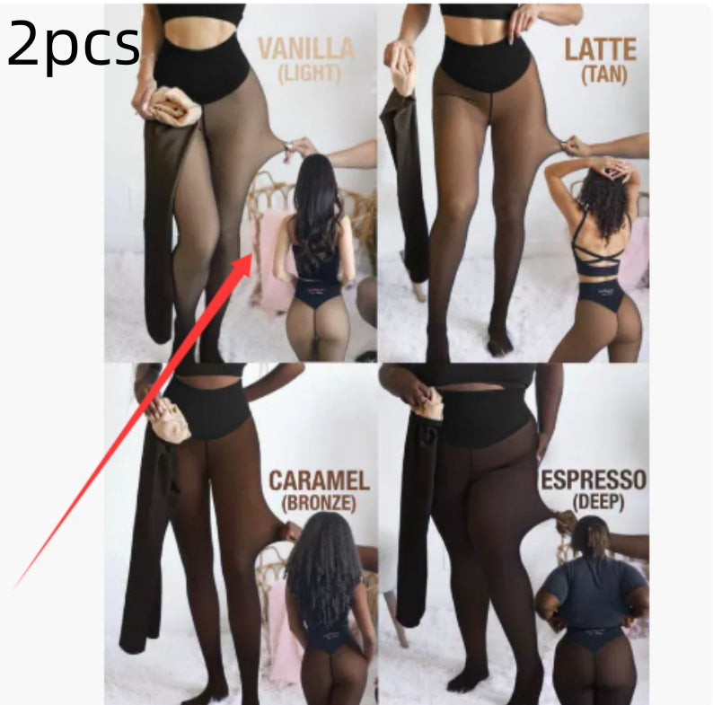 Single Thread Stitching Cross-border Winter Warm Translucent Leggings