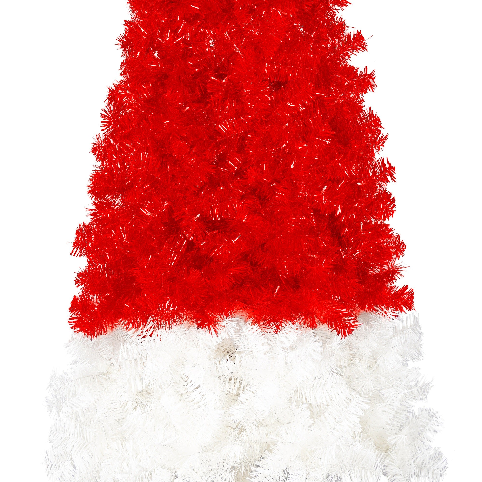 6FT Artificial Christmas Tree With LED Light, Santa's Hat Shape Artificial Whimsical Xmas Tree With 1050 Tip, Curved Xmax Tree