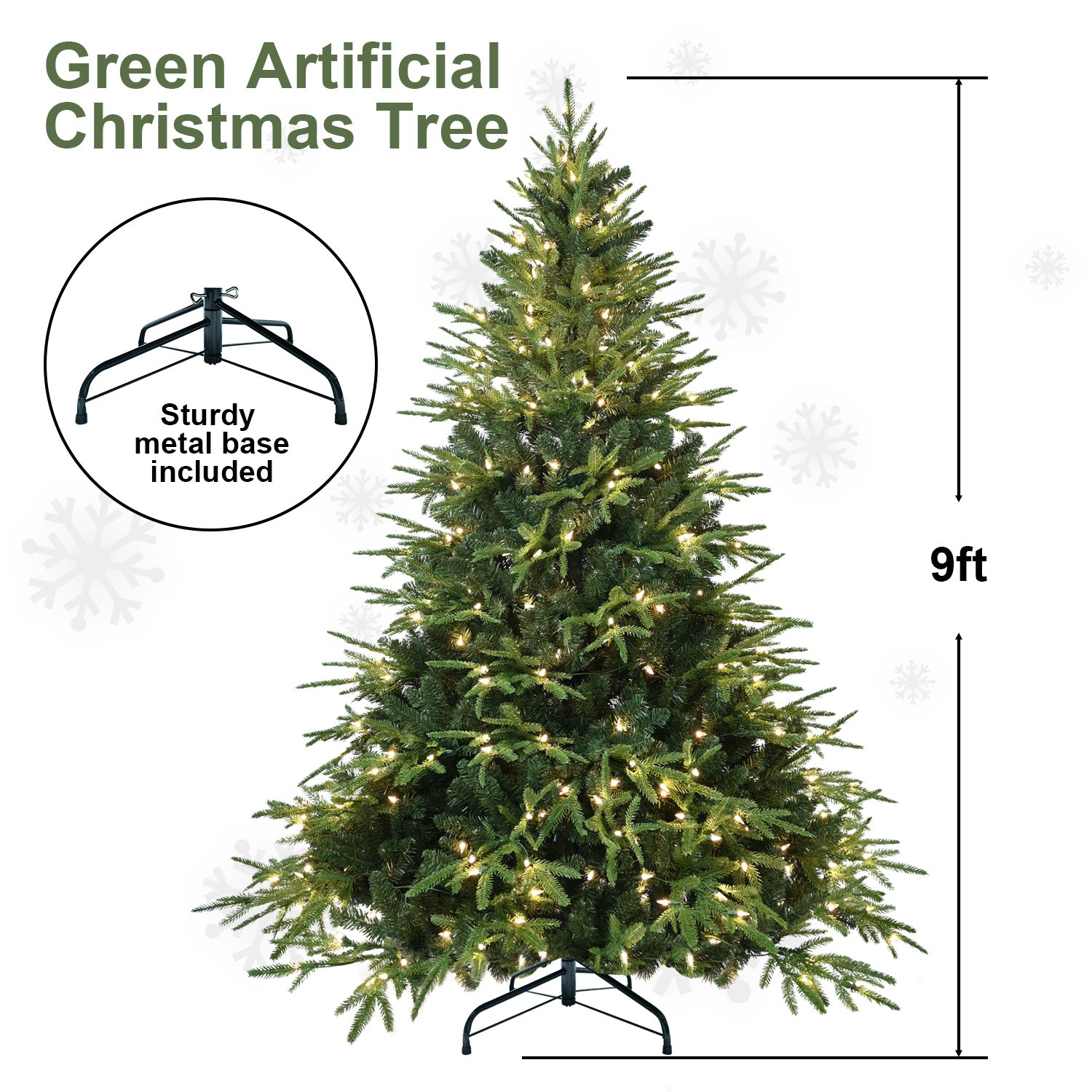 PVC Christmas Tree, Christmas Decorations, Green, With Lights